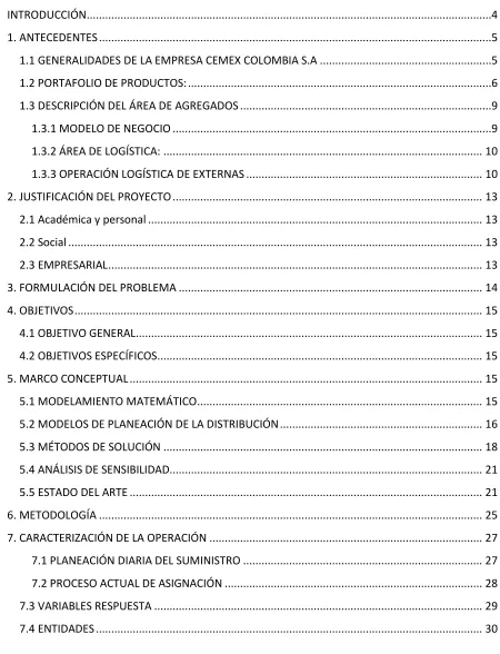 TABLA DE CONTENIDO 