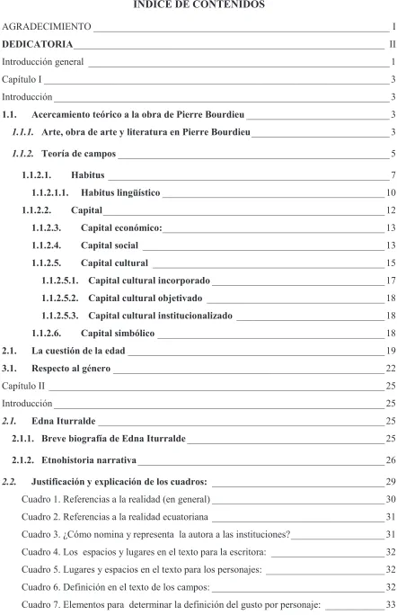 Cuadro 7. Elementos para  determinar la definición del gusto por personaje: ____________ 33 