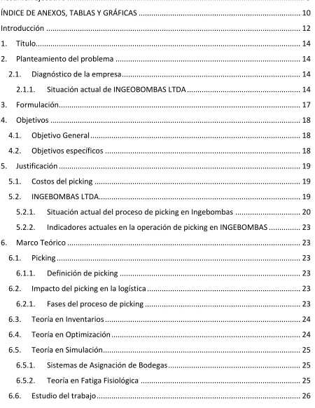 TABLA DE CONTENIDO PROPUESTA 