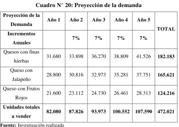 Cuadro N° 20: Proyección de la demanda 