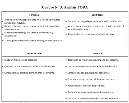Cuadro N° 3: Análisis FODA 
