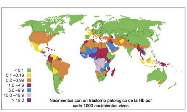 Figura No. 6 Distribución mundial de la Drepanocitosis 