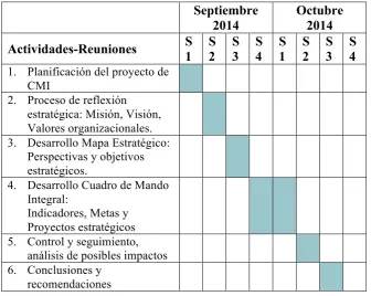 Tabla 3. Cronograma de proyecto BCS Fundación DHS 