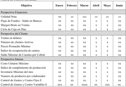 Cuadro N° 10 - Matriz de Control Gerencial 