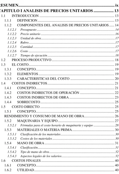 Tabla de Contenidos 