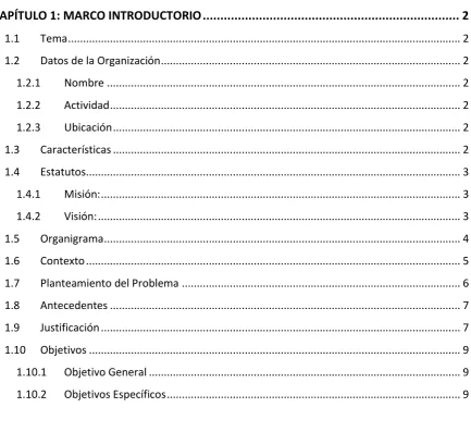 TABLA DE CONTENIDO 
