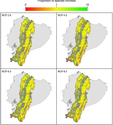 Figure 7. Proportion of change in species richness of endemic frogs species in the 