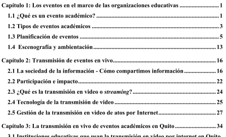 Tabla de contenidos: 