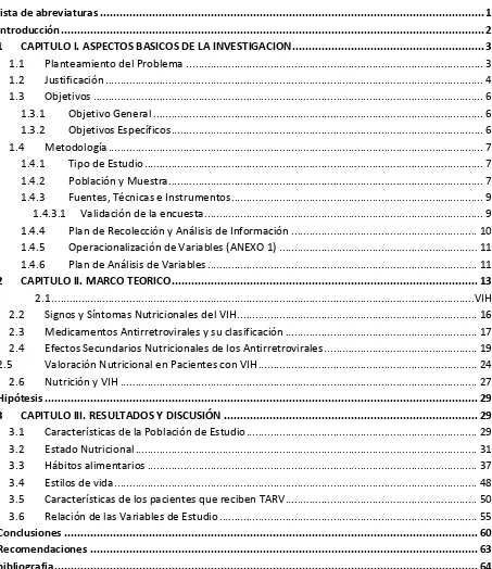 TABLA DE CONTENIDOS 