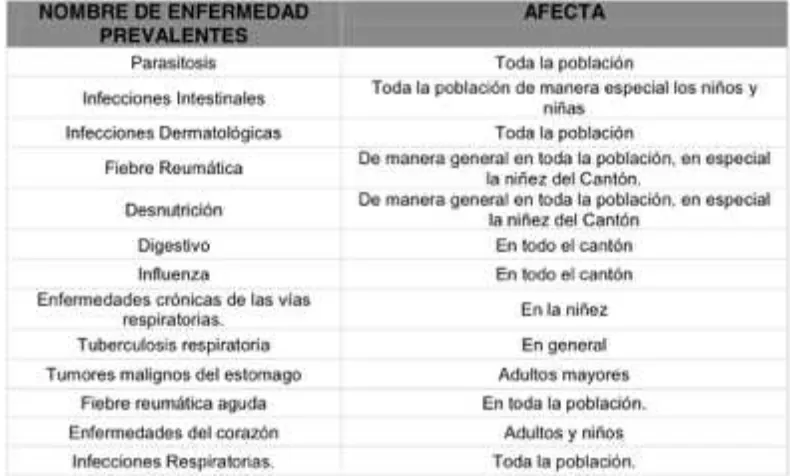 Tabla 4: Enfermedades Prevalentes 