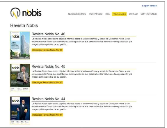 Figura 6. Repositorio de las revistas en formato digital para acceso y descarga en el micrositio de Isabel Noboa y en la página principal de la corporación