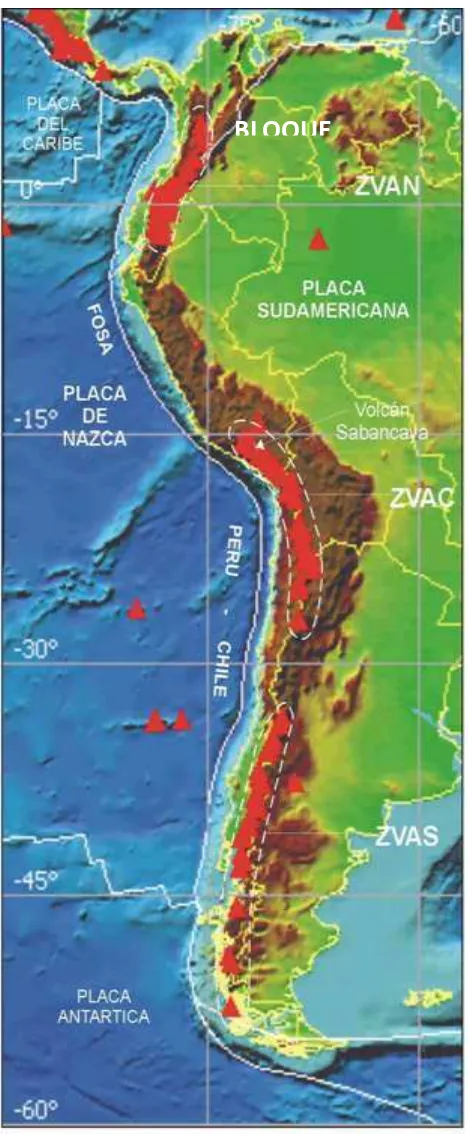 Figura 15. Distribución de las principales Zonas volcánicas 