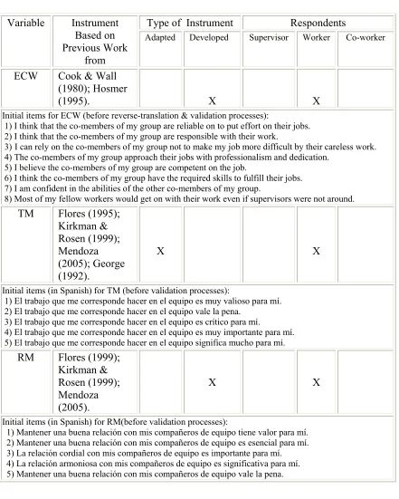 Table 5. Measurement instruments. 