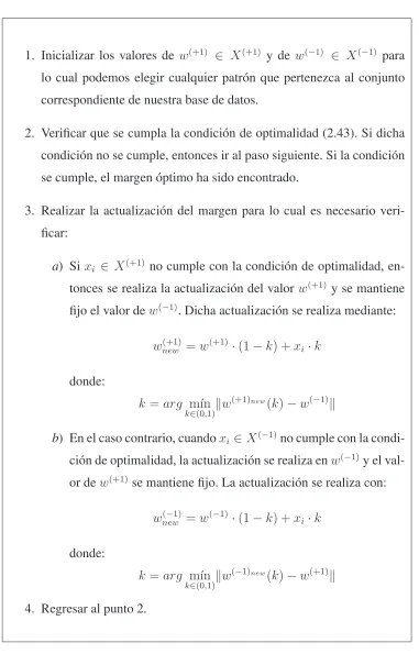 Tabla 2.6: Algoritmo Schlesinger-Kozinec