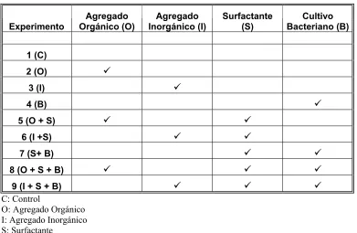 Tabla 2.1 Modelo experimental
