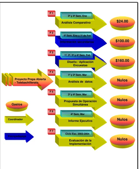 Figura 3. Las 7 fases del proyecto de vinculación entre la Preparatoria Abierta y el Tele bachillerato de Santa Cruz 