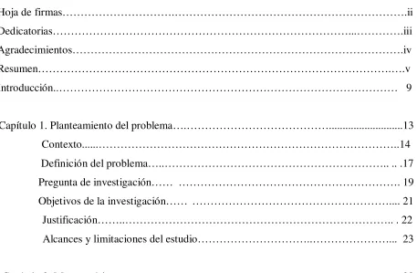 Tabla de contenidos 