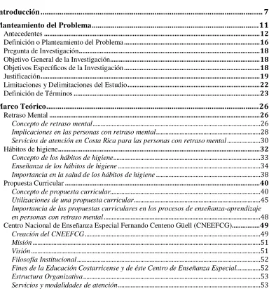 Tabla de Contenidos 