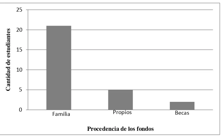 Figura 2. Procedencia de los fondos con que los alumnos cubren sus estudios 