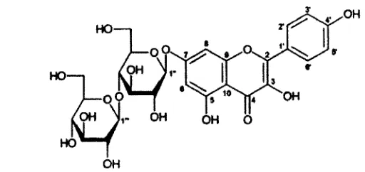 Fig. 2.4deer Estructura de un flavonol glicósido de kaempferol identificado en cladodios  Opuntia dillenii