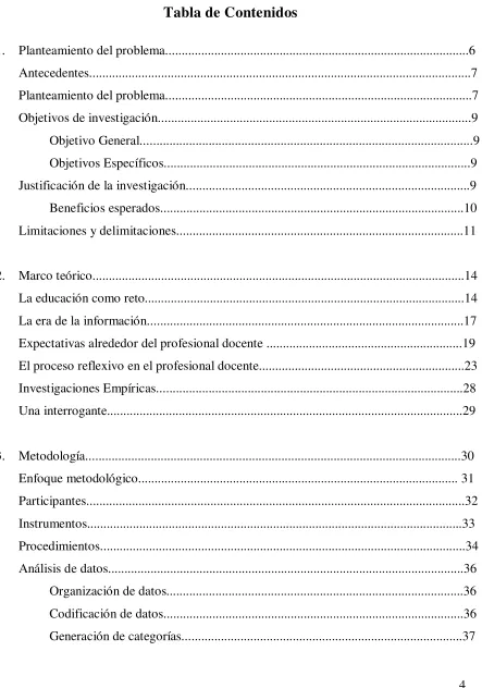 Tabla de Contenidos 