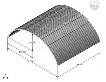 Figure 30. FLC model's profile with dimensions between prisms and the horizontal and vertical axes