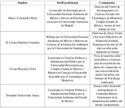 Tabla 19. Grupo de profesionales que revisaron y validaron el instrumento 