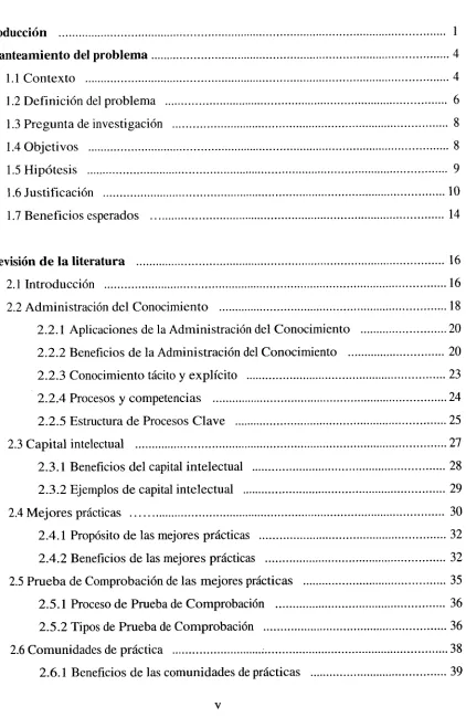 Tabla de Contenidos 