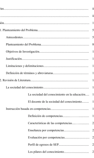 Tabla de contenidos 