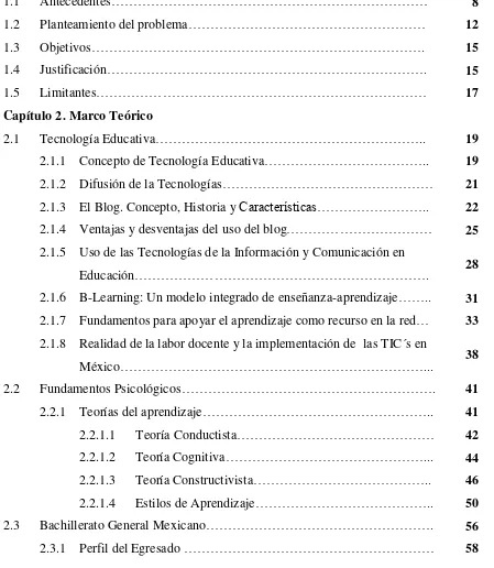 Tabla de contenidos 