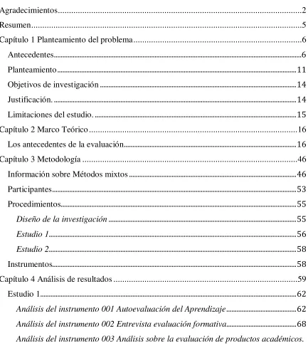 Tabla de contenidos