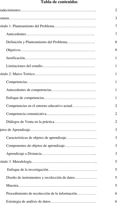 Tabla de contenidos 
