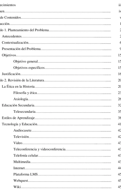 Tabla de Contenidos 
