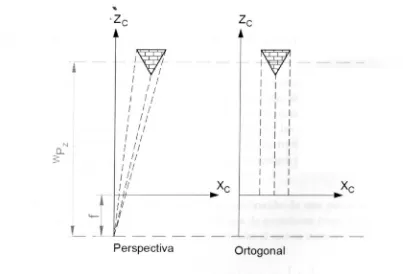 Figura 2.10: Comparación de proyecciones: perspectiva y ortogonal. 