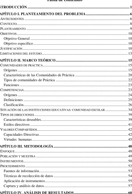 Tabla de contenido 