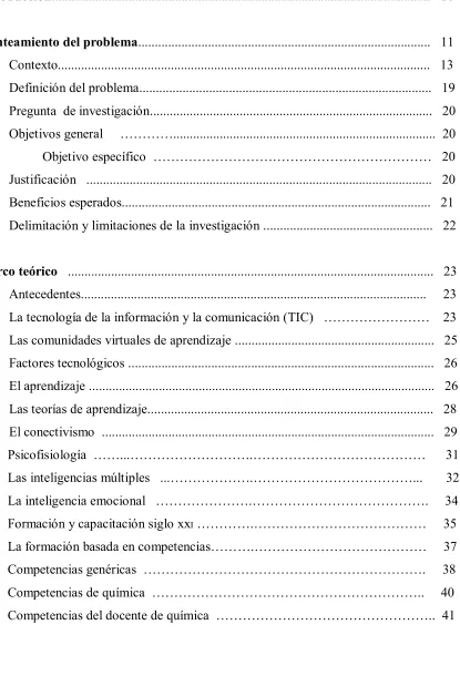 Tabla de contenidos 