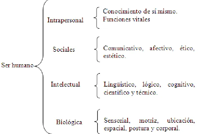 Figura. 2. Competencias básicas del ser humano en términos de dimensiones. Fuente Abdón (2003, p.13)