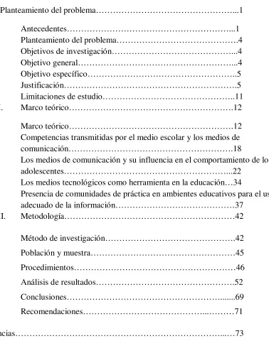 Tabla de contenidos 