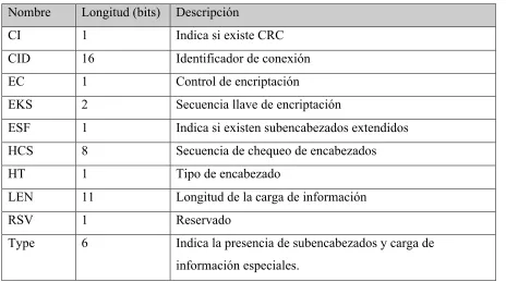 Tabla 3: Campos del encabezado genérico. 