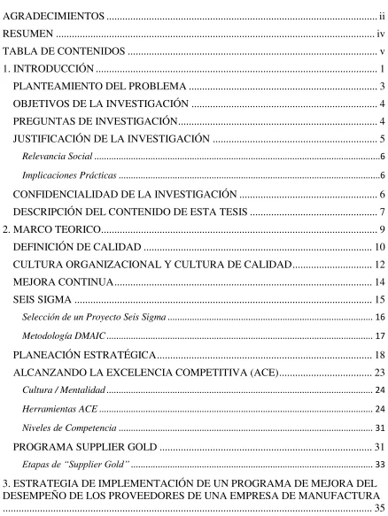 TABLA DE CONTENIDOS .............................................................................................