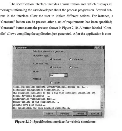 Figure 2.10: Specification interface for vehicle simulators.