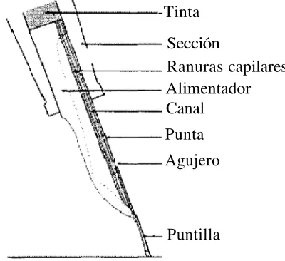 Figura 4.5.  Sección  transversal alimentador de pluma fuente