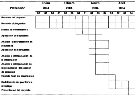 Tabla 7: Cronograma de Planeación del Proyecto 
