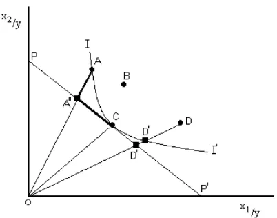Figura 2.2 Curva de Isocosto P´P en la Eficiencia Precio.