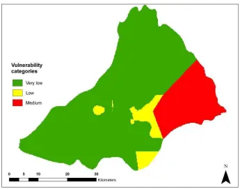 Figure 29. Defuzzified map based on interval regression (S&P), classical Tanaka (S&P) and HSB1(S&P) weights for DRASTIC