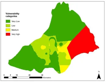 Figure 31. Defuzzified map based on classical Tanaka weights for DRASTIC. 
