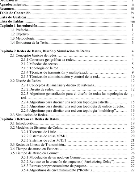 Tabla de Contenido........................................................................................................