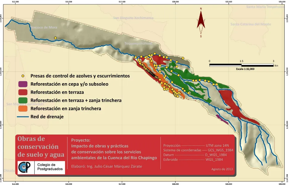 Figura 23. Obras de conservación de suelo y agua en la Cuenca del Río Chapingo. 