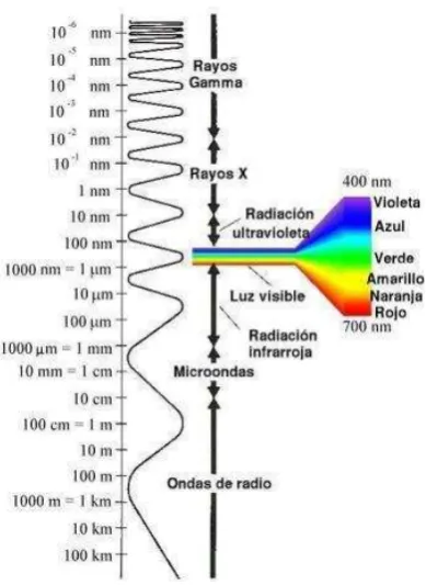 Figura 1. Regiones del espectro electromagnético (Pickering, 2007). 