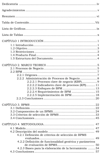 Tabla de Contenido.........................................................................Vii 